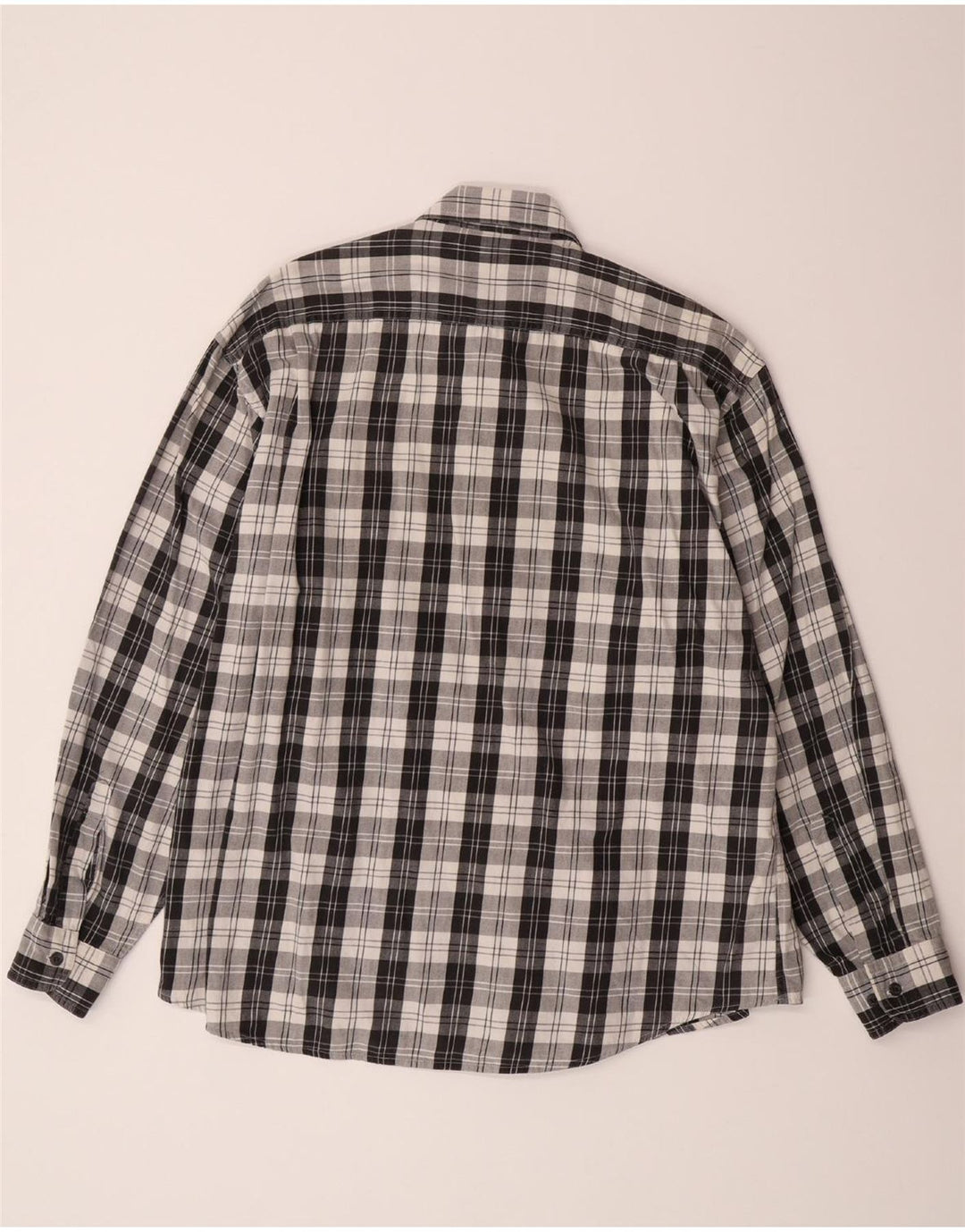 HENRY MORELL Mens Flannel Shirt Size 41/42 Large Black Check Cotton Vintage Henry Morell and Second-Hand Henry Morell from Messina Hembry 