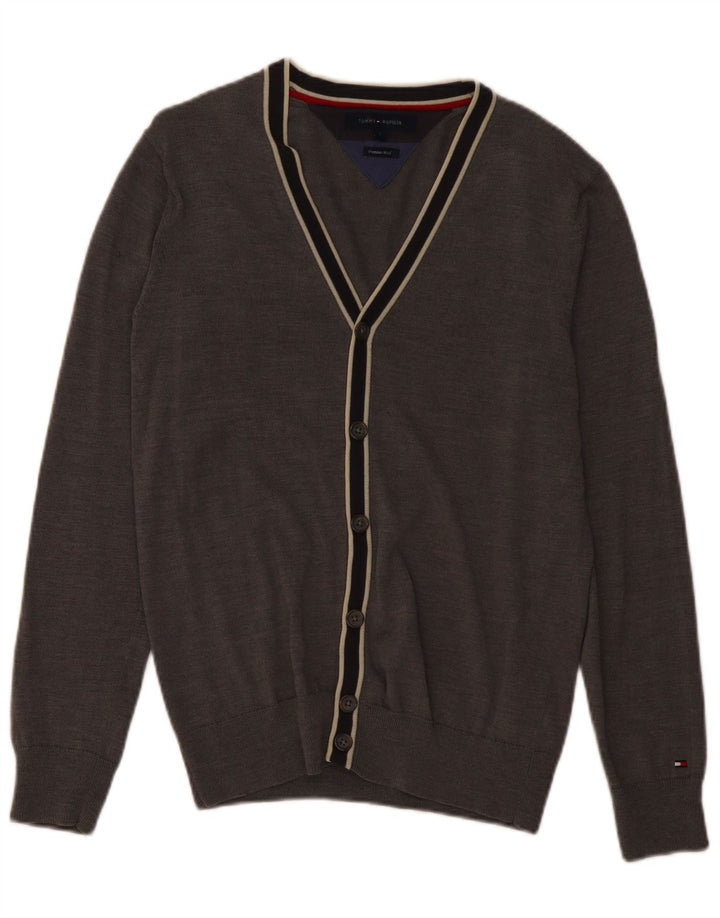 Męski sweter rozpinany Tommy Hilfiger, mały, szary, wełniany