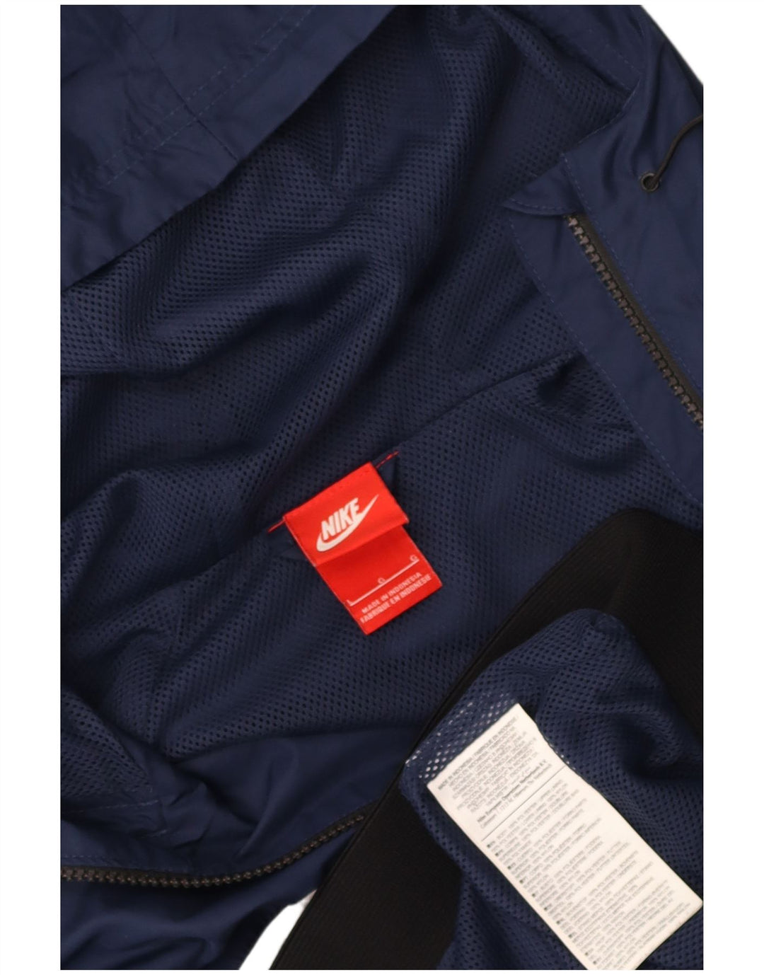 NIKE Mens Hooded Rain Jacket Large Navy Blue Polyester