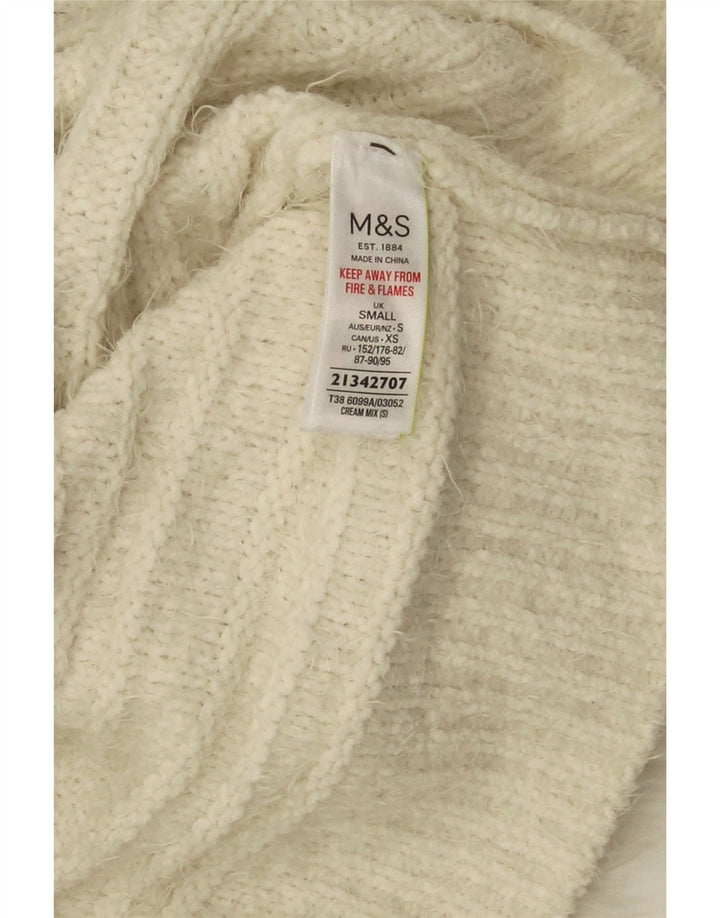Marks & Spencer Damski sweter z golfem UK 10, mały, w kolorze złamanej bieli