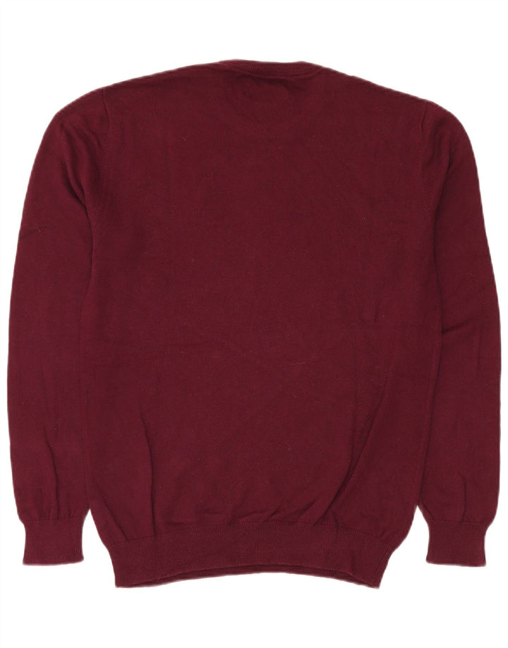 Jack Wills Męski sweter z okrągłym dekoltem, mały, bordowy, bawełniany