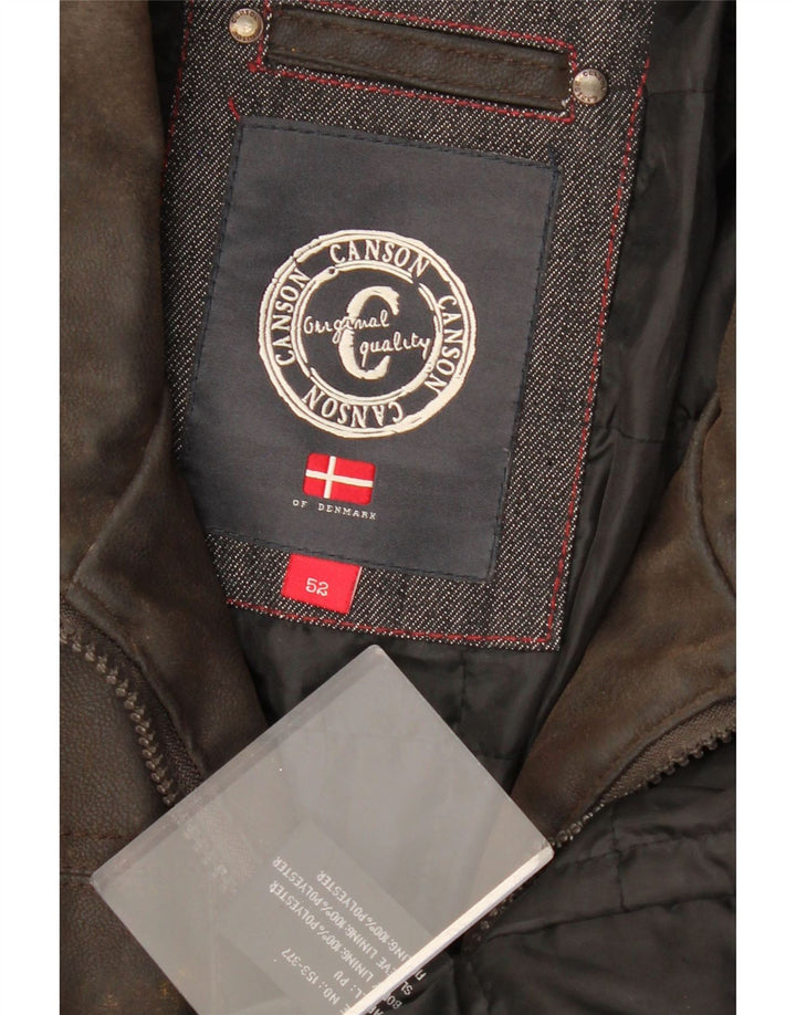 CANSON Męska kurtka ze sztucznej skóry EU 52 XL, brązowy polietylen