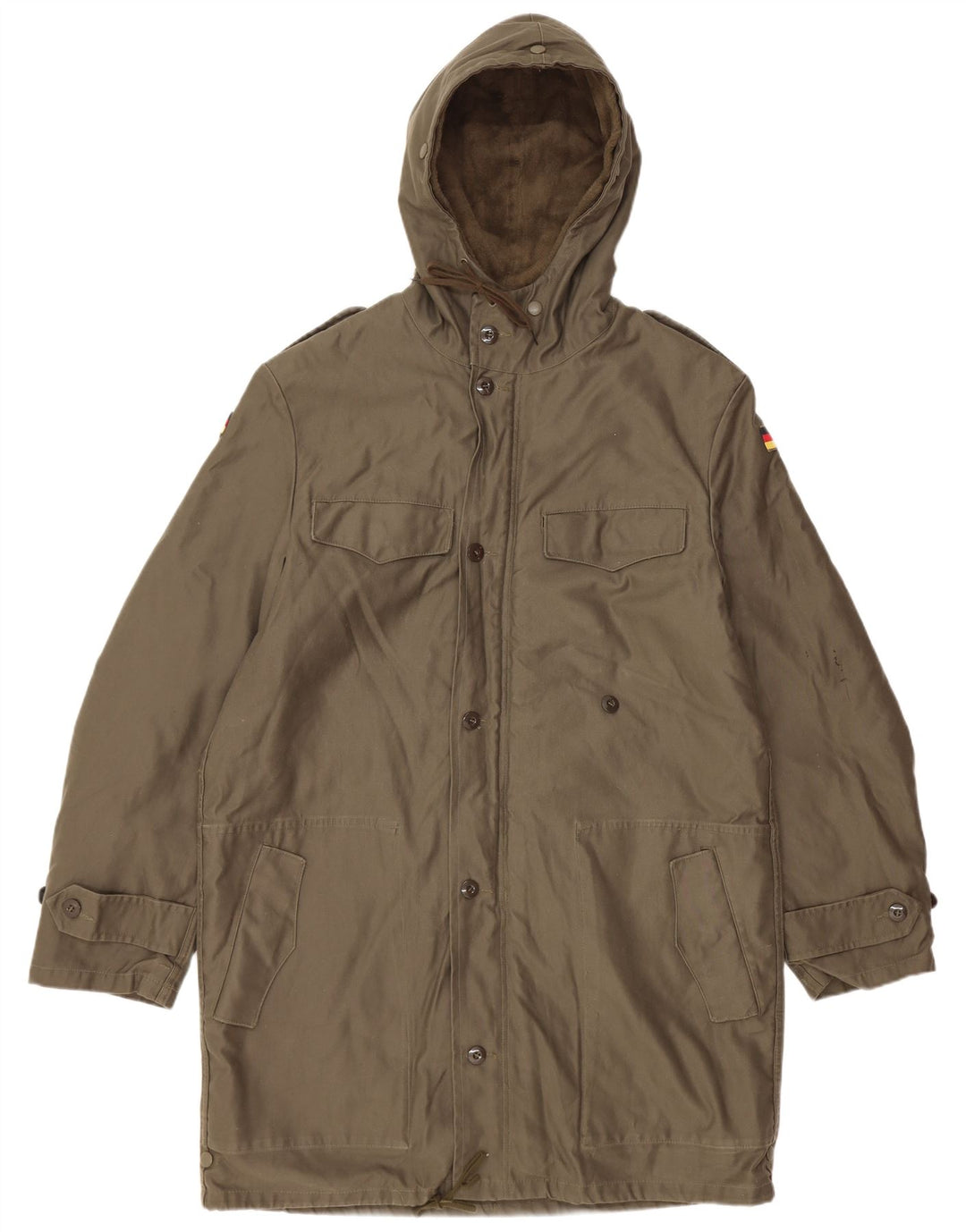 Vintage męska kurtka wojskowa z kapturem i kapturem UK 38 Medium Khaki