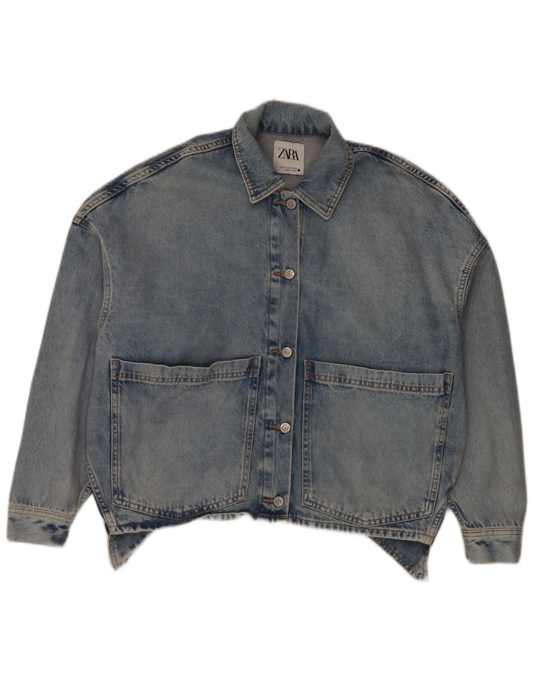Damska kurtka jeansowa oversize Zara UK 6 XS, niebieska, bawełniana