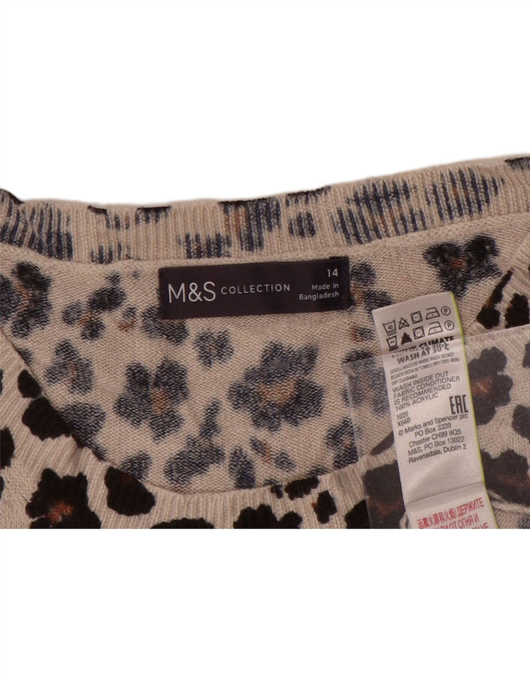 Marks & Spencer Damski sweter z okrągłym dekoltem, UK 14, średni brąz