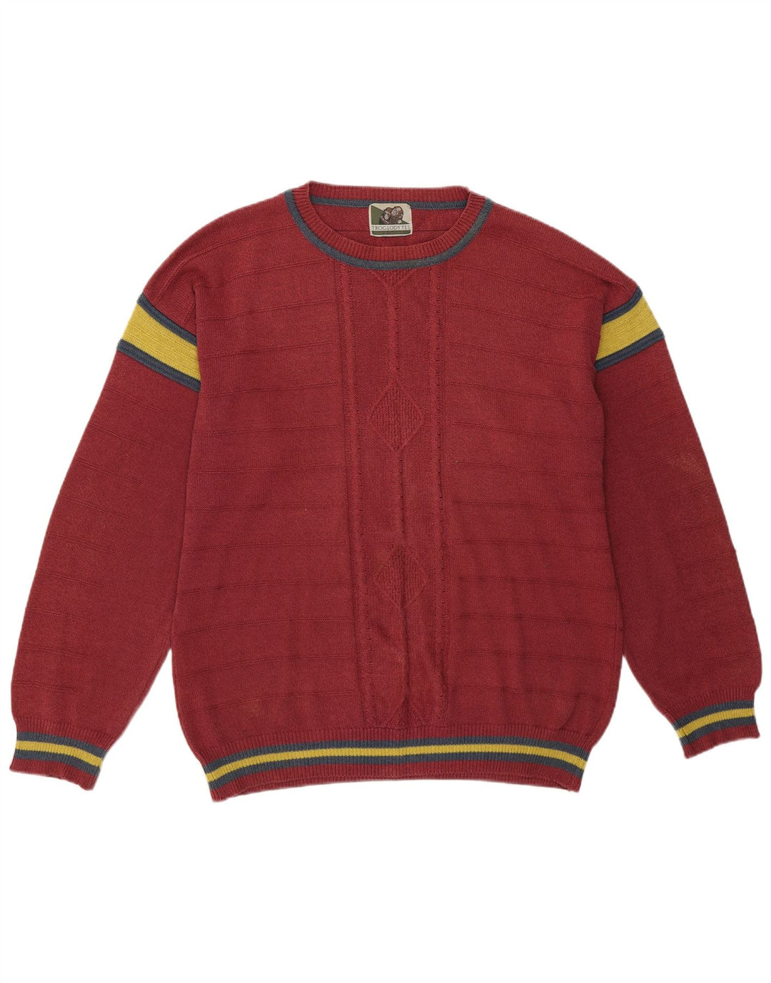 Vintage męski sweter z wycięciem pod szyją, duży, różowy kolor