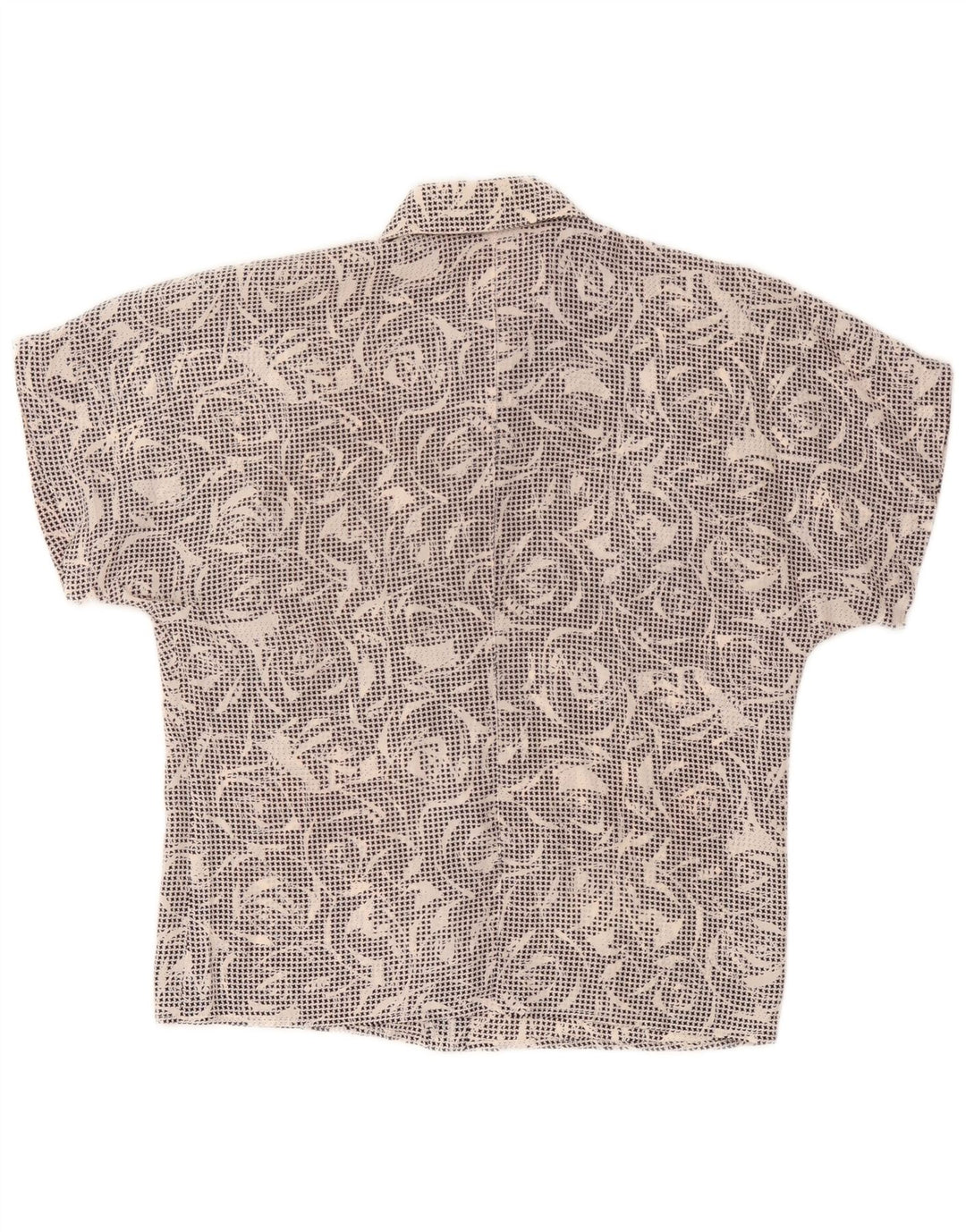 Vintage damska koszula z krótkim rękawem UK 14, średnia czarna pepitka