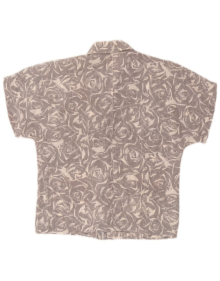 Vintage damska koszula z krótkim rękawem UK 14, średnia czarna pepitka