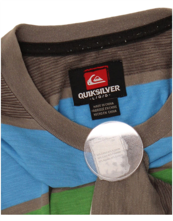 T-shirt męski QUIKSILVER, duży, wielobarwny, bawełniany z blokami kolorów