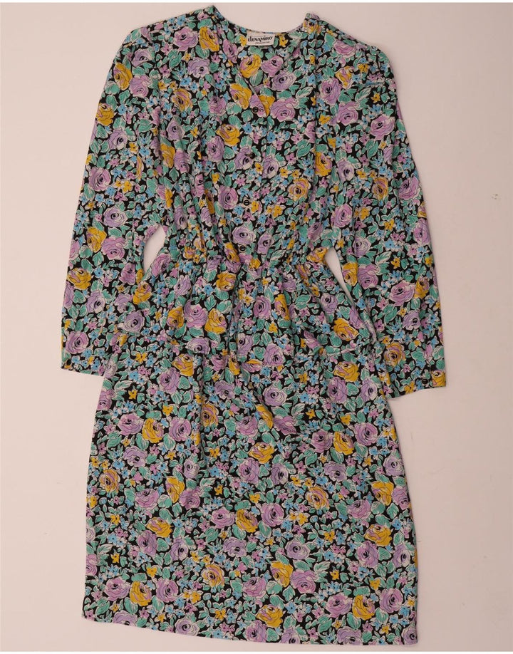 Damska sukienka peplum z długim rękawem ELENA MIRO UK 22 3XL wielokolorowe kwiaty