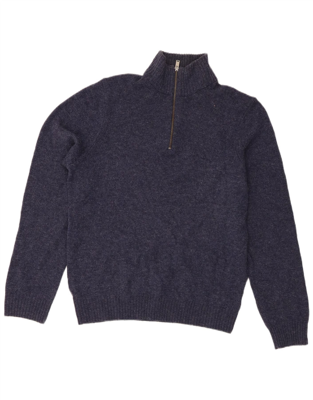 Marks & Spencer Męski sweter z zamkiem błyskawicznym, średni granat, wełna owcza
