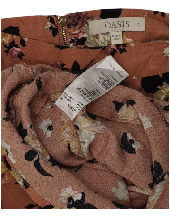 Damska spódniczka mini Oasis UK 8 Small W28 Różowa wiskoza w kwiaty