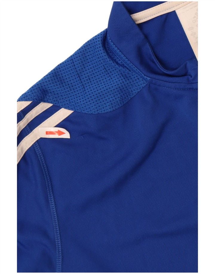 Męski T-shirt Adidas z zamkiem błyskawicznym, średni niebieski poliester