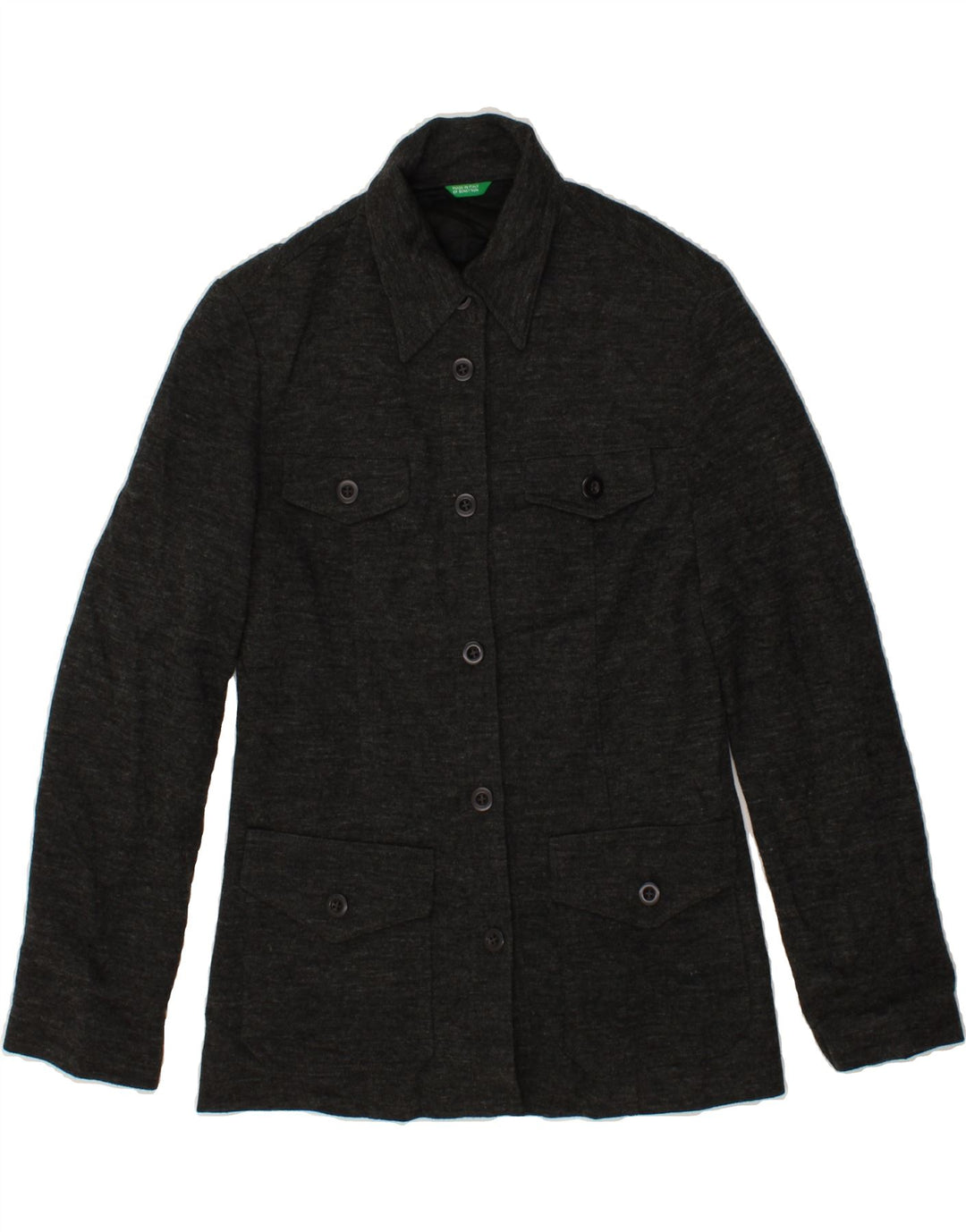 BENETTON Womens Bomber Jacket IT 42 Medium Grey Flecked Acrylic Vintage Benetton and Second-Hand Benetton from Messina Hembry 