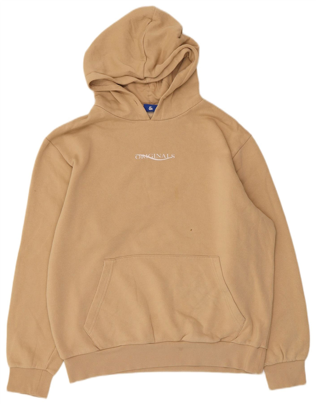 Męski sweter z kapturem i grafiką Jack & Jones, średnio beżowy, bawełniany