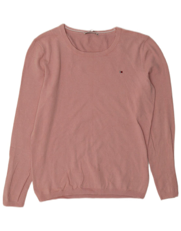 Damski sweter Tommy Hilfiger z dekoltem w łódkę UK 14 Średni różowy bawełniany