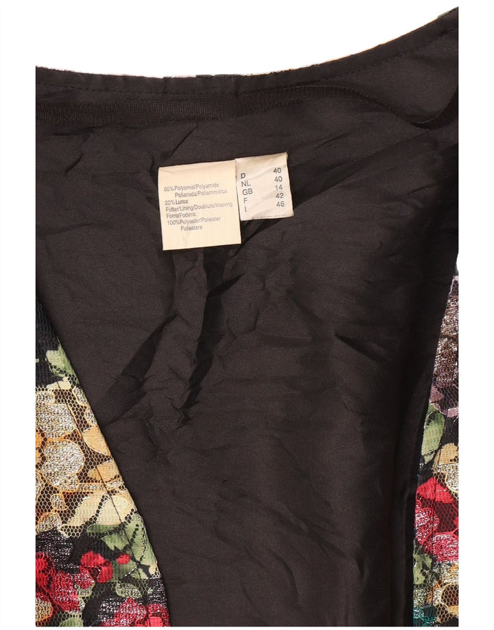 VINTAGE Damska kurtka bolerko z rękawem 3/4 UK 14, średnia, wielobarwna w kwiaty