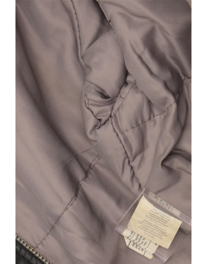 Męska kurtka skórzana VINTAGE UK 40, duża, szara skóra