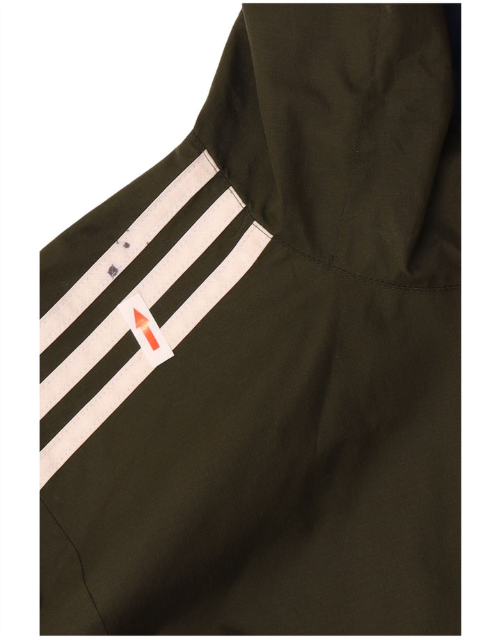Adidas Męska kurtka bomberka z kapturem, dwustronna UK 36, mała, khaki, poliester