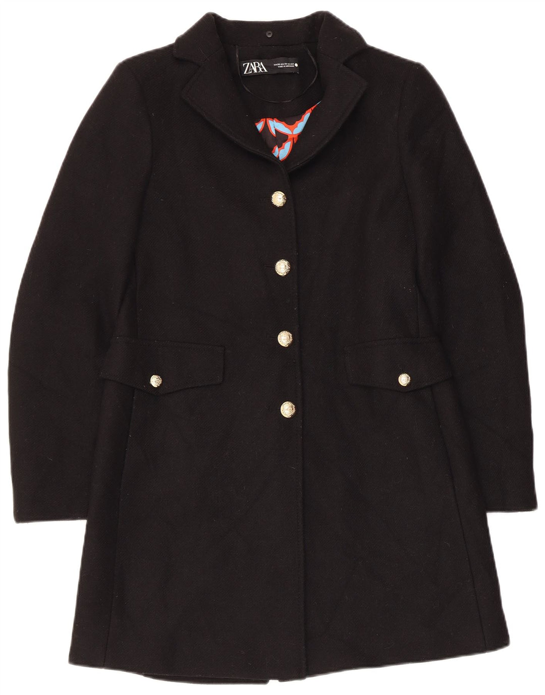 Płaszcz damski Zara UK 6 XS, czarny, wełniany