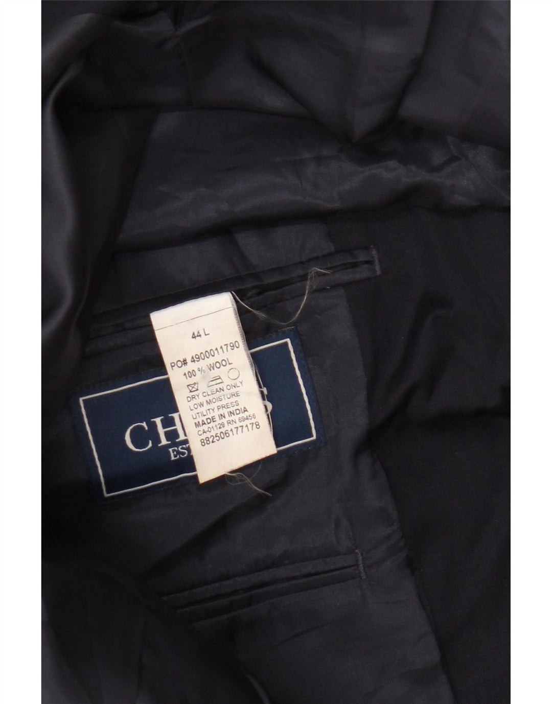 Męska marynarka zapinana na 2 guziki Chaps UK 44 2XL Granatowa wełna