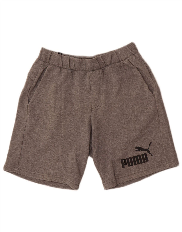 Męskie spodenki sportowe Puma z grafiką, małe, szare, bawełniane w plamki
