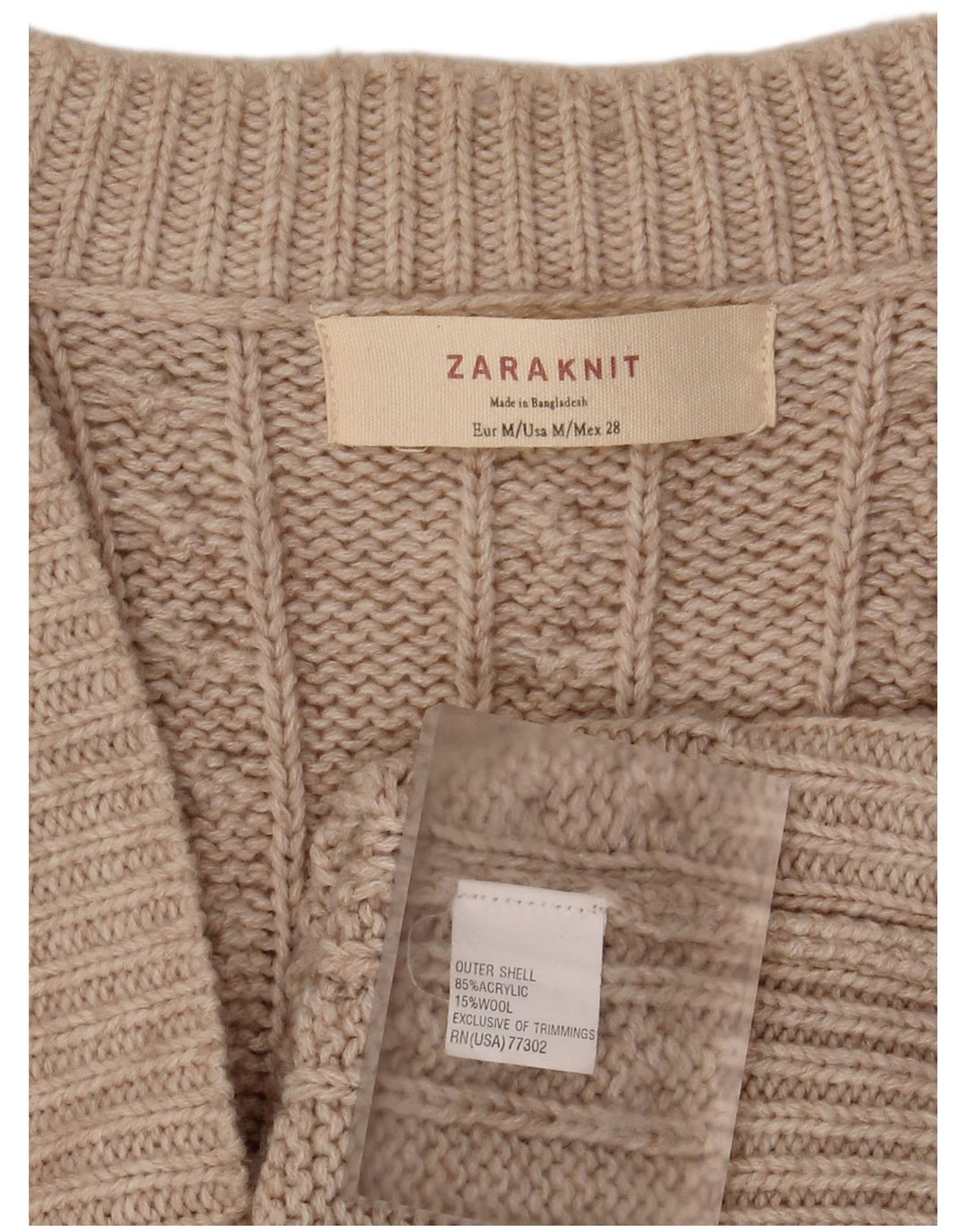 Sweter damski Zara UK 14, średni beż, akryl
