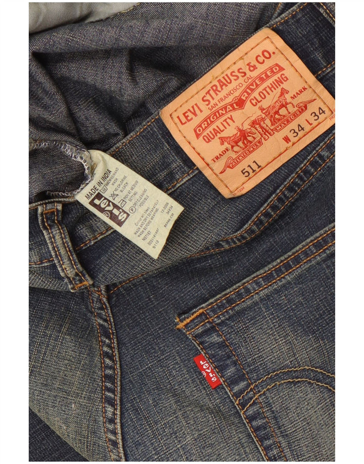 Męskie jeansy Levi's 511 Slim W34 L34 Niebieska bawełna