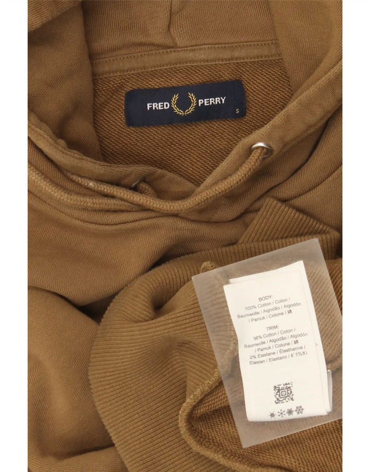 Damska bluza z kapturem Fred Perry, mała, beżowa, bawełniana