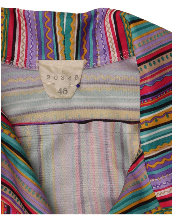 Koszula damska z krótkim rękawem w stylu vintage IT 46, duże, wielokolorowe paski