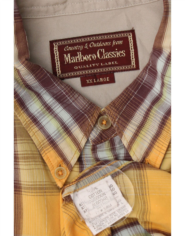 Koszula męska Marlboro Classics 2XL, bawełniana w żółtą kratkę