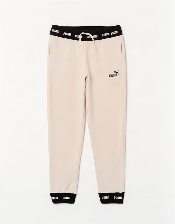 Męskie spodnie dresowe Puma Graphic Joggers XS Biała bawełna z blokami kolorów