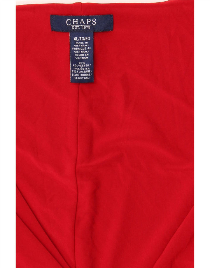 CHAPS Womens Ruffle Front Long Sleeve Shift Dress UK 18 XL Red Polyester Vintage Chaps and Second-Hand Chaps from Messina Hembry 
