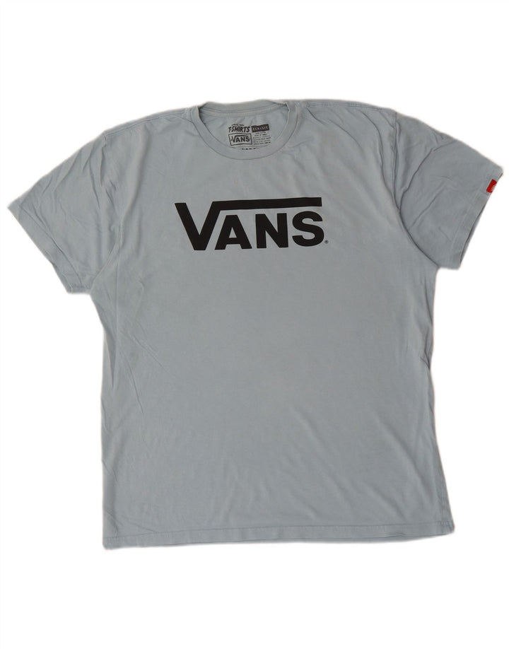 Męski T-shirt z grafiką Vans, duży, niebieski, bawełniany