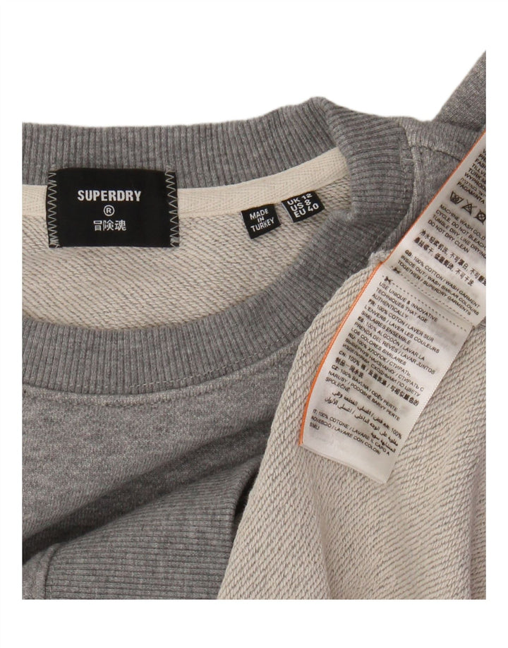SUPERDRY Damski sweter oversize UK 12, średnioszary, bawełniany