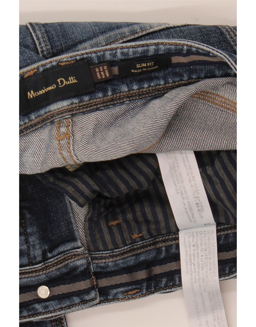 MASSIMO DUTTI Męskie jeansy slim EU 42 Large W34 L27 Niebieska bawełna