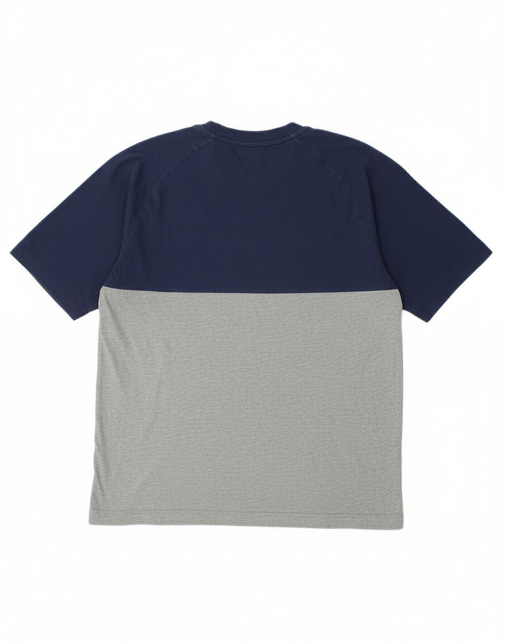 NIKE Mens Graphic T-Shirt Top Medium Navy Blue Colourblock Cotton