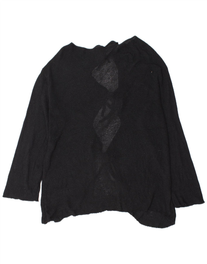Sweter damski Zara Oversize z dekoltem w łódkę UK 14 Średni czarny nakrapiany