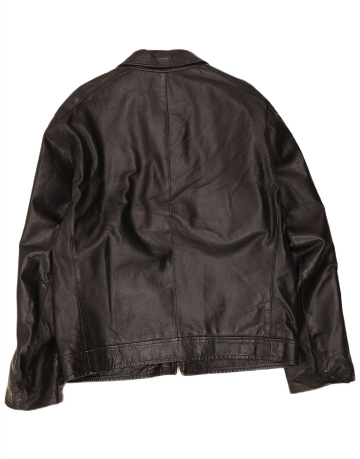 Vintage męska kurtka skórzana bomber UK 42 2XL czarna skóra