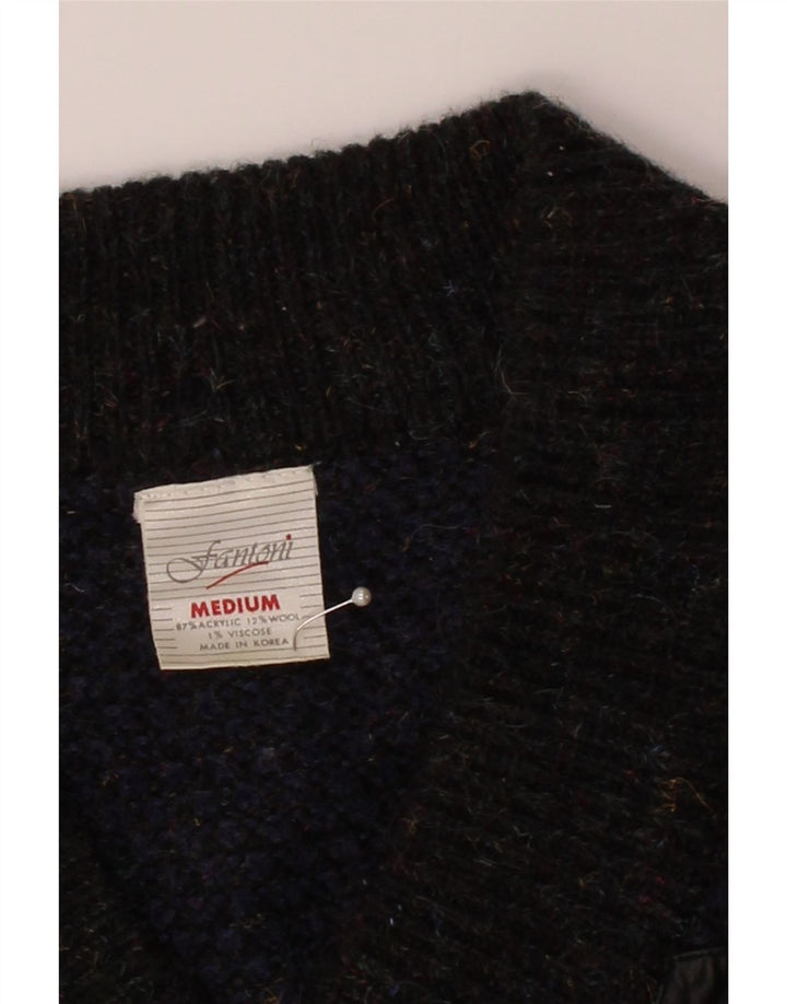 VINTAGE Mens V-Neck Jumper Sweater Medium Navy Blue Acrylic Vintage Vintage and Second-Hand Vintage from Messina Hembry 