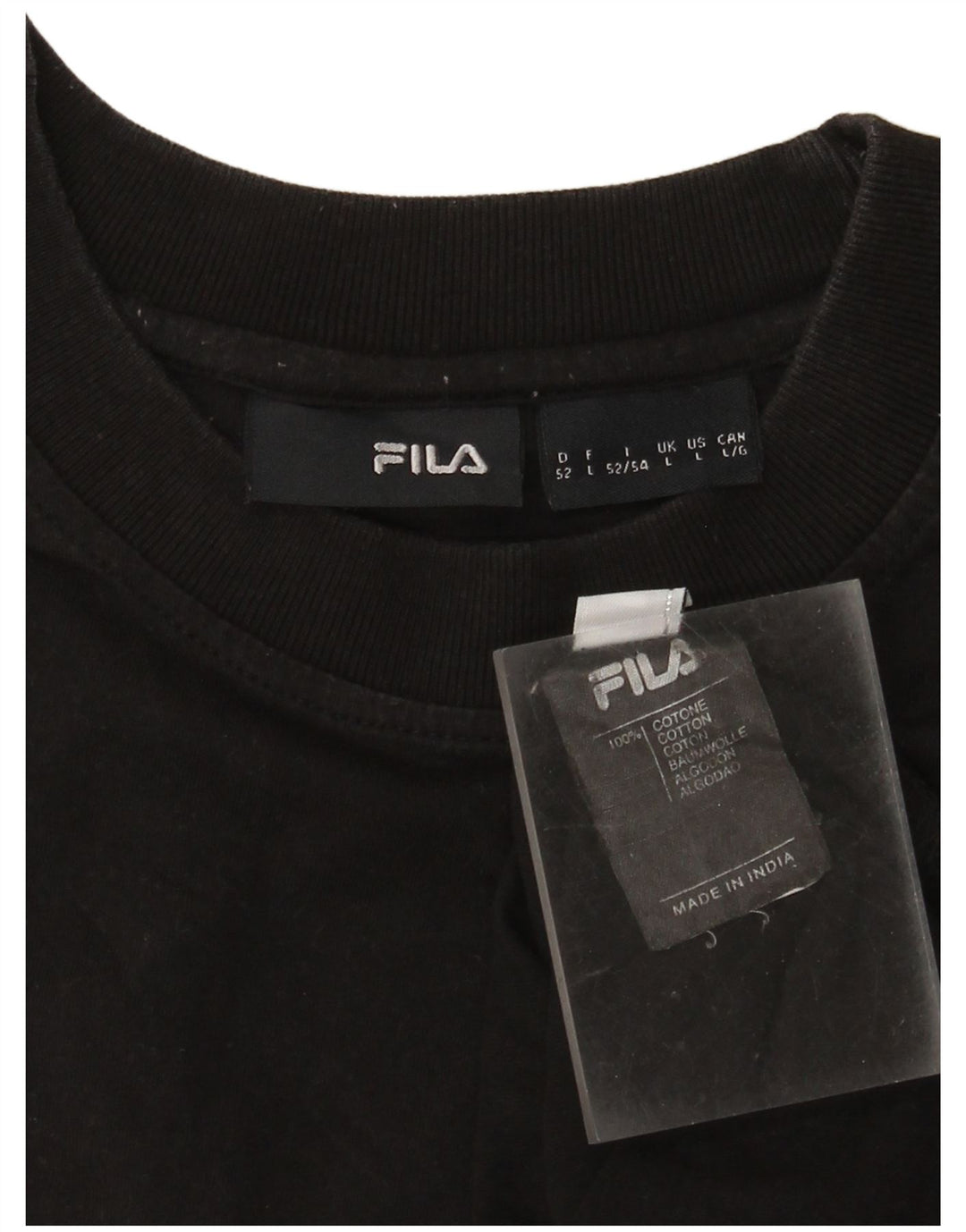 Męski T-shirt Fila z grafiką, duży, czarny, bawełniany z blokami kolorów