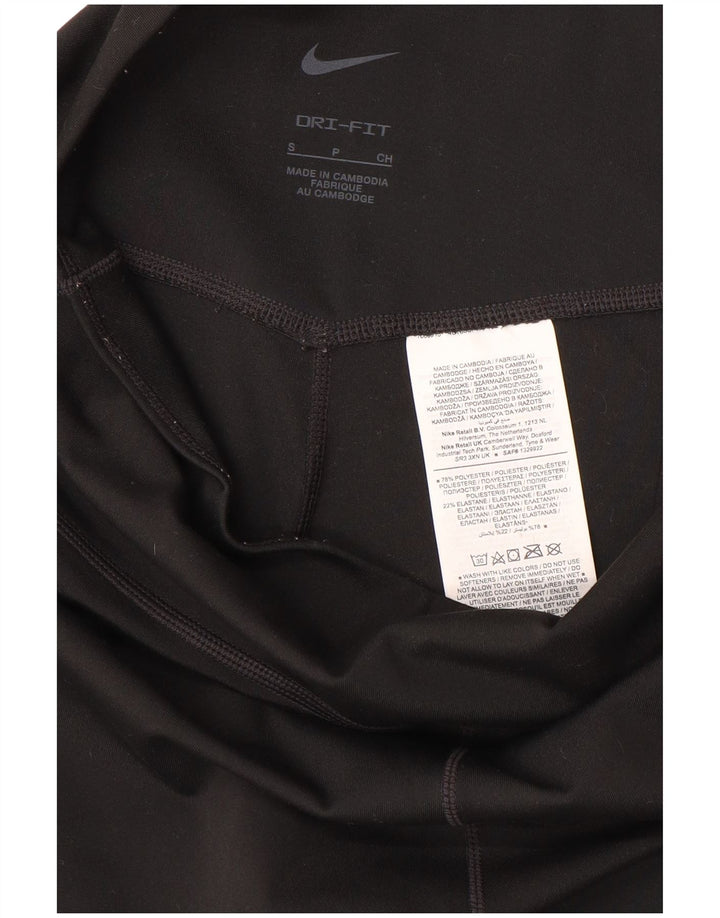 Damskie legginsy NIKE Dri Fit Capri UK 10, małe, czarne, poliestrowe
