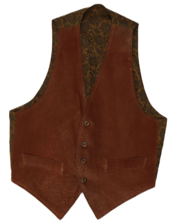 Zamszowa kamizelka męska w stylu vintage, mała brązowa