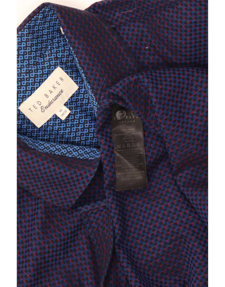 Koszula męska Ted Baker, rozmiar 16, duża, granatowa, z geometrycznej bawełny