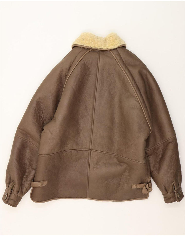 Vintage męska kurtka shearling IT 50 duża szara skóra