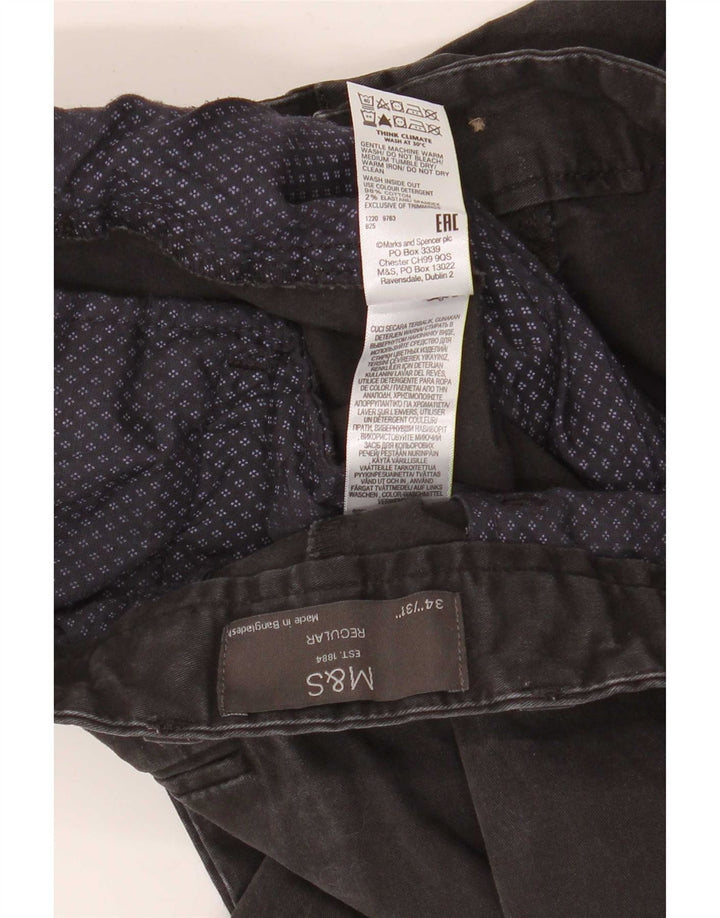 Marks & Spencer Męskie proste spodnie chino W34 L29 Czarne bawełniane