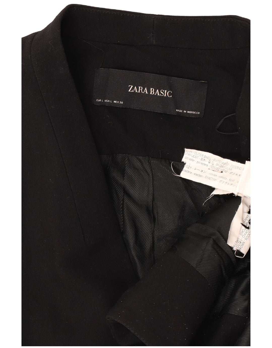 Damska marynarka Zara UK 16, duża, czarna, poliester
