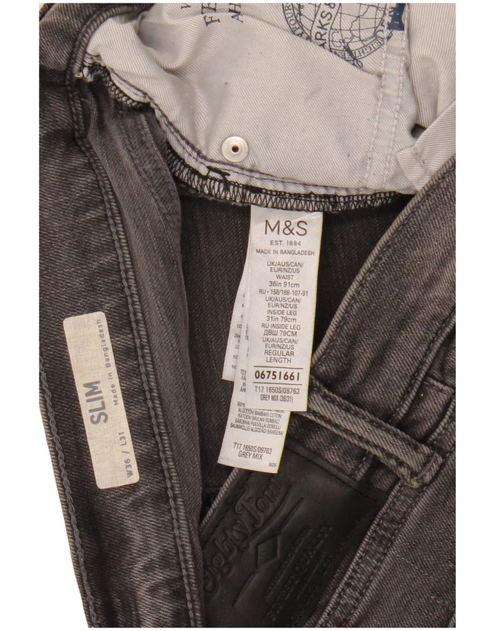 Marks & Spencer Męskie jeansy slim W36 L31 Szara bawełna