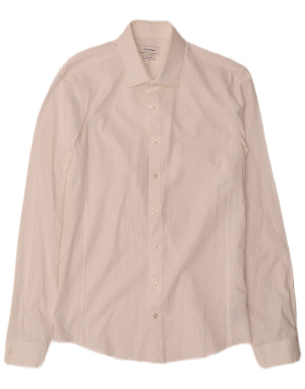 Męska koszula Calvin Klein Extra Slim Fit, rozmiar 39 15 1/2, średnia biała bawełna