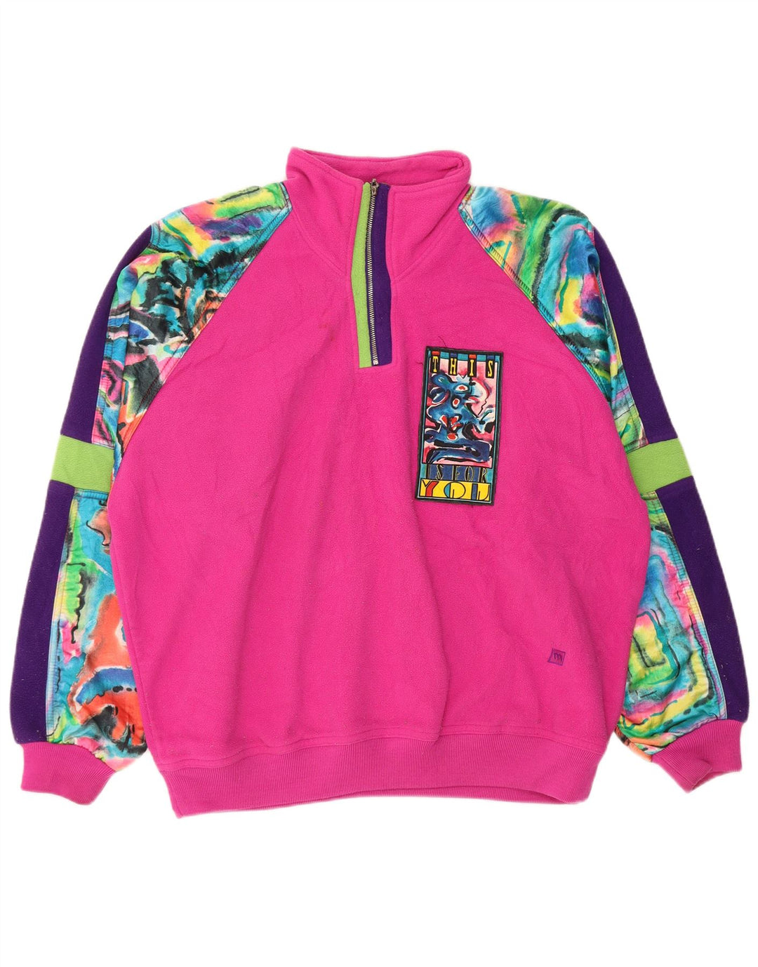 MASER M Damski sweter oversize z polaru z grafiką EU 40, średni róż